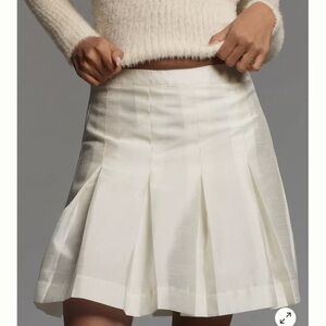 MAEVE Anthropology Elegant White Taffeta Barrel Mini Pleated Skirt NWT SZ 12